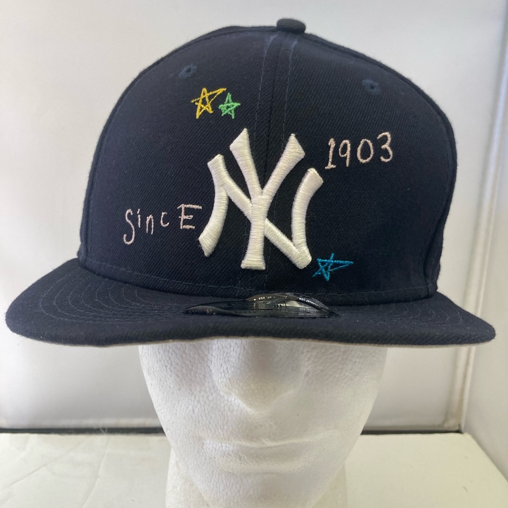 New Era 59Fifty MLB New York Yankees Scribble Navy Fitted Hat 7 3/4 World Series